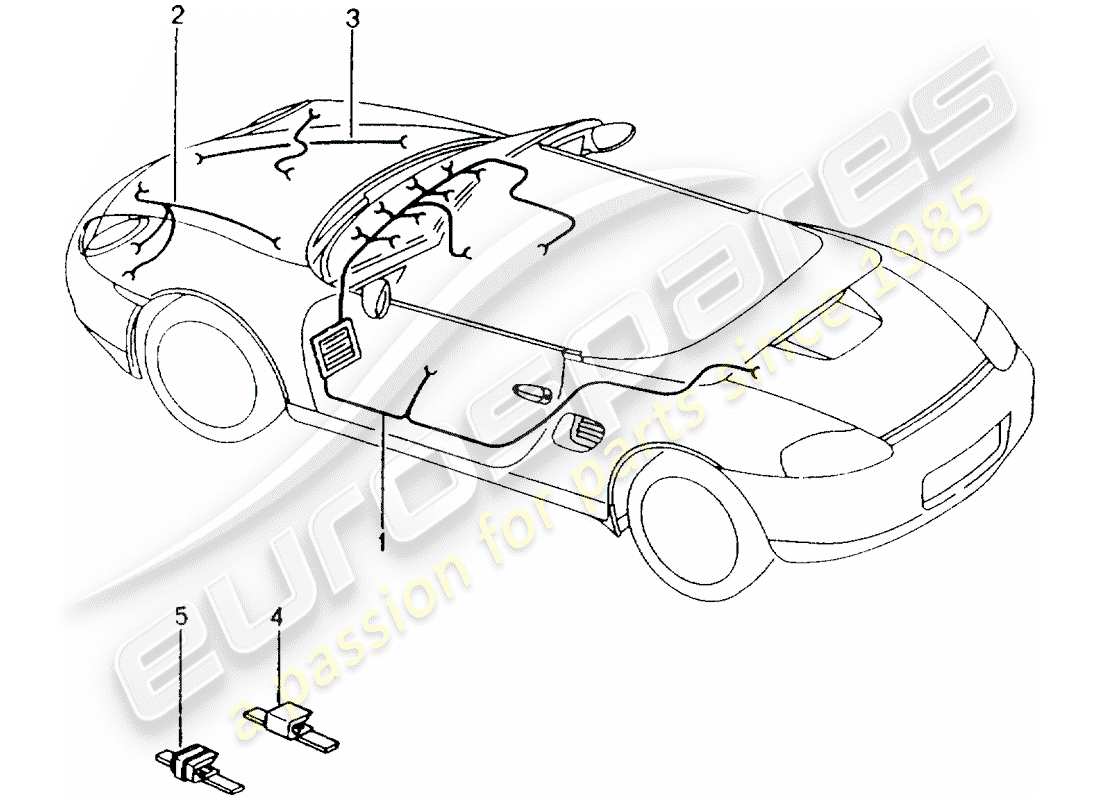 porsche 1998 (986 boxster) wiring harnesses - passenger compartment - glove box - front end - repair kit - anti-locking brake syst. -abs- - brake pad wear indicator - front axle part diagram
