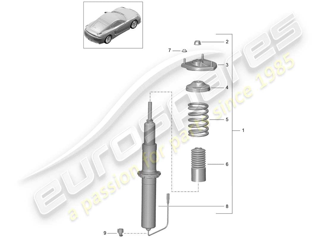 porsche 2016 (981 cayman gt4) shock absorber part diagram