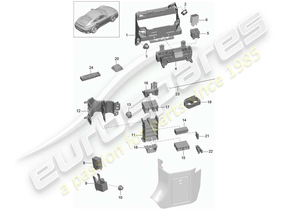 porsche 2015 (991-1 turbo) fuse box/relay plate part diagram