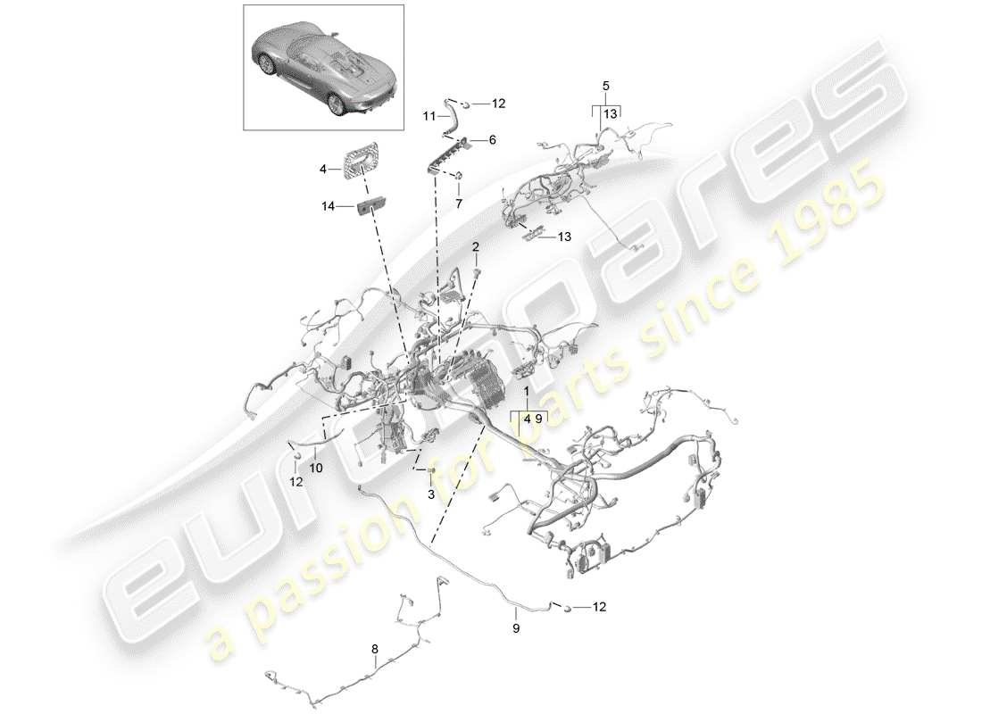 porsche 2015 (918 spyder) wiring harnesses part diagram