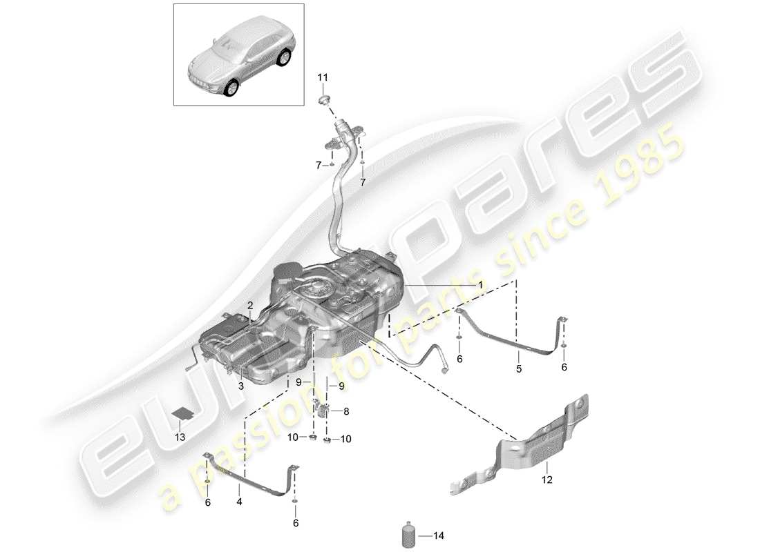 porsche macan (2016) fuel tank parts diagram