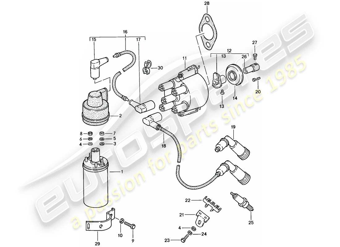 porsche 1986 (944) engine electrics 1 parts diagram