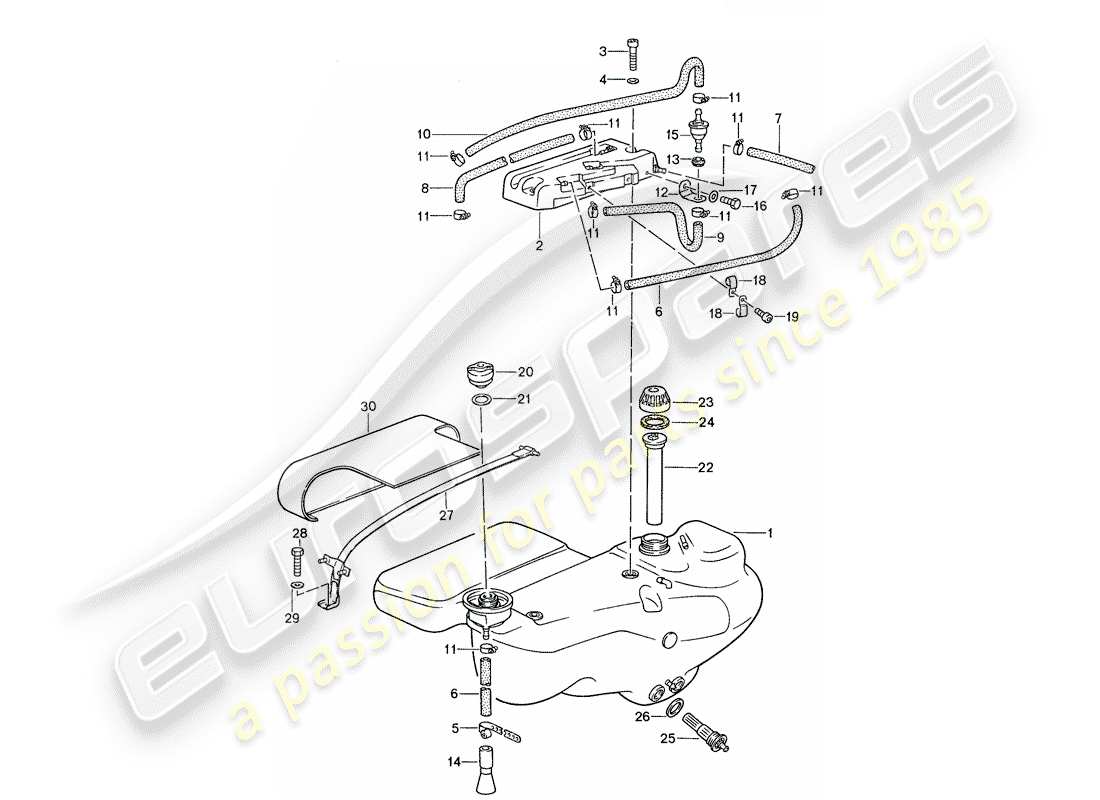 porsche 1988 (959) fuel tank parts diagram