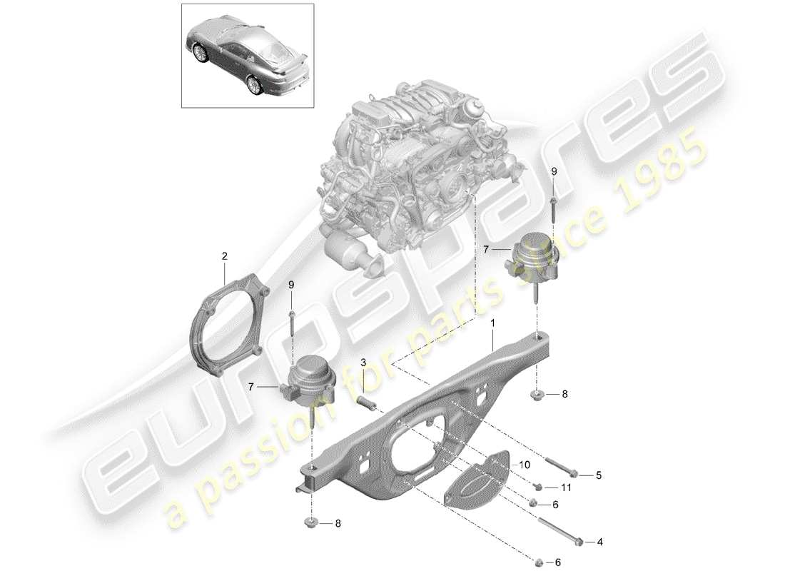 porsche 2017 (991-2 r/gt3/rs) engine lifting tackle part diagram