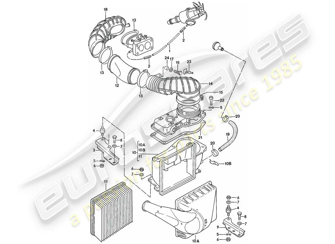 porsche 1978 (924) air cleaner system parts diagram