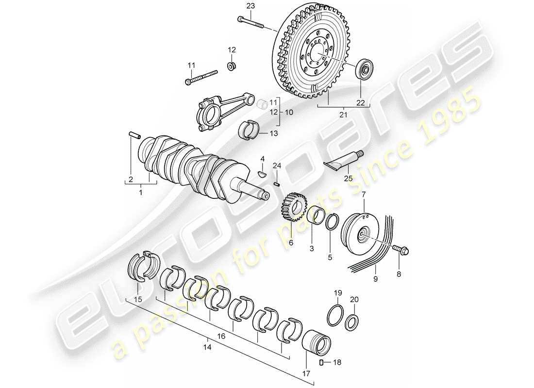 porsche 2009 997-2 turbo / gt2 crankshaft part diagram