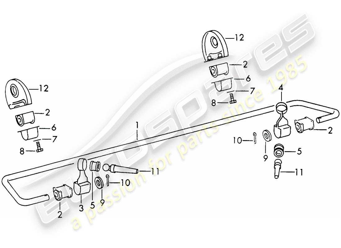 porsche 1966 (911/912) stabilizer - rear axle part diagram