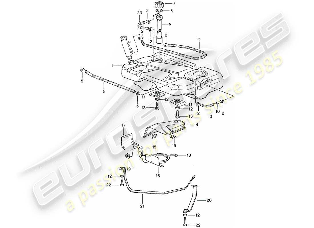 porsche 1989 (944) fuel tank parts diagram