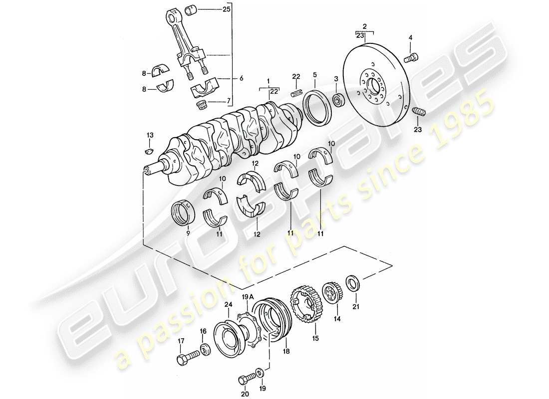 porsche 1989 (944) crankshaft - connecting rod part diagram