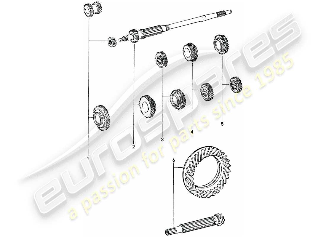 porsche 1971 (914) gear wheel sets - for - 5-speed - transmission part diagram