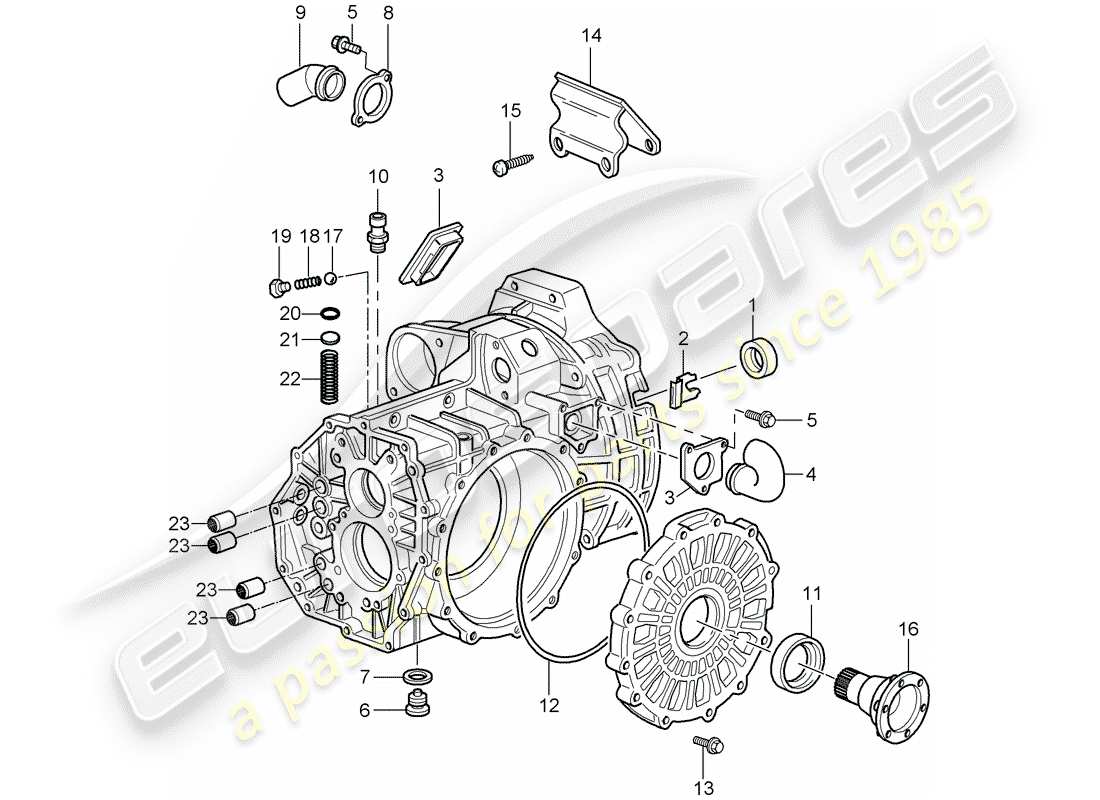 porsche 2004 (996 turbo / gt2) transmission case part diagram