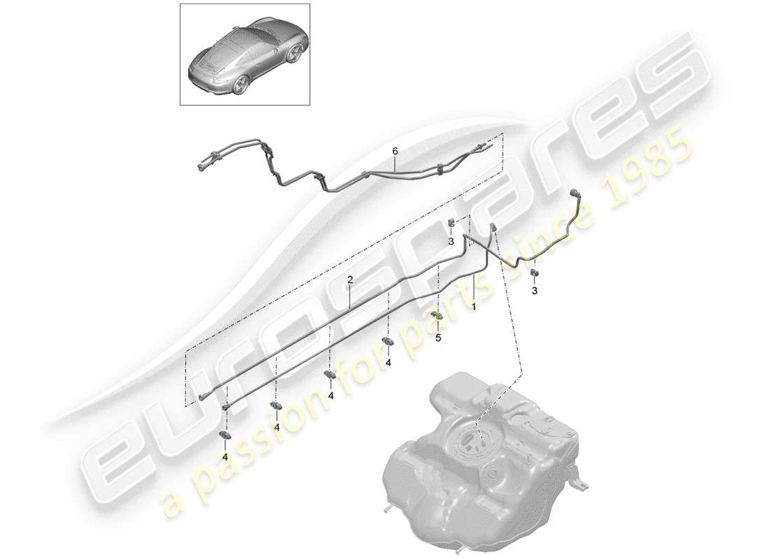 porsche 991 (2014) fuel system parts diagram