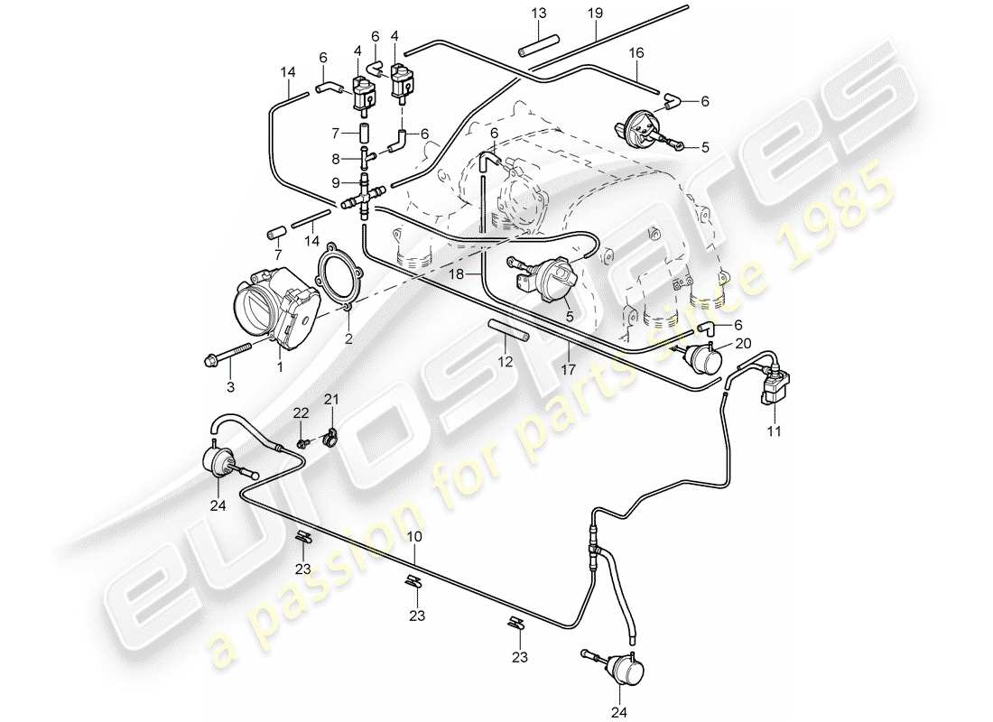 porsche 2011 (997-2 gt3) throttle body parts diagram