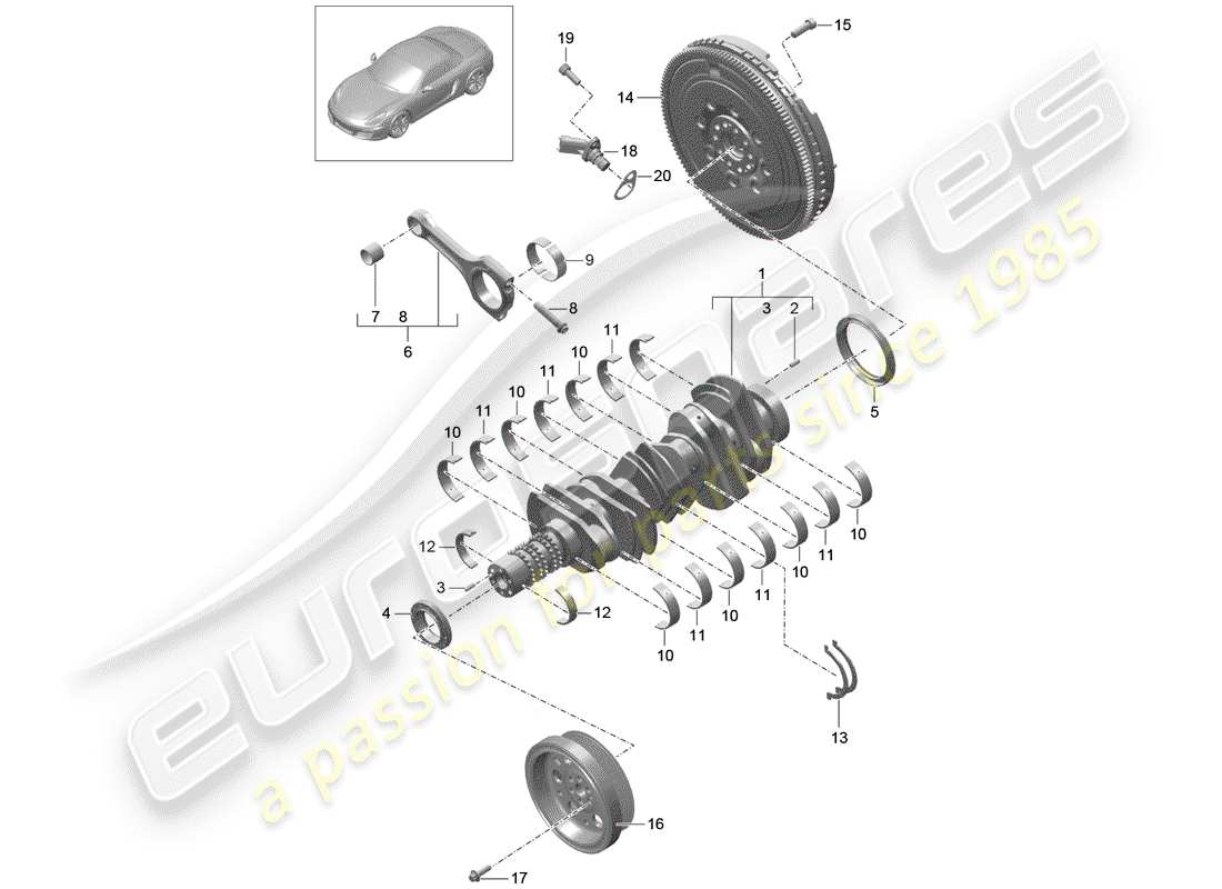 porsche 2013 (981 boxster) crankshaft parts diagram