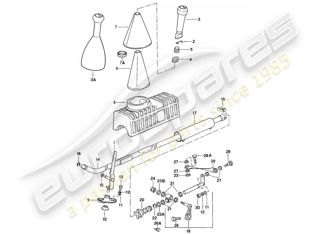 porsche 1986 (944) actuator - for - manual gearbox part diagram