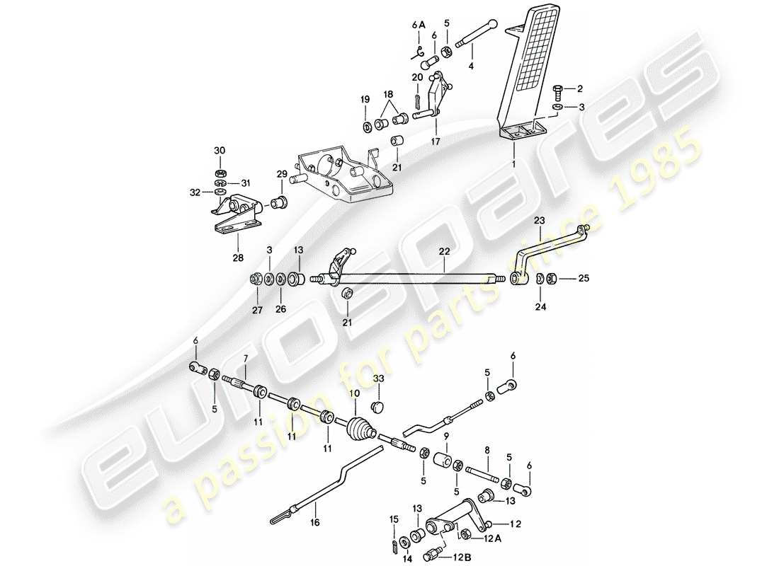 porsche 1984 (911) pedals - throttle control parts diagram