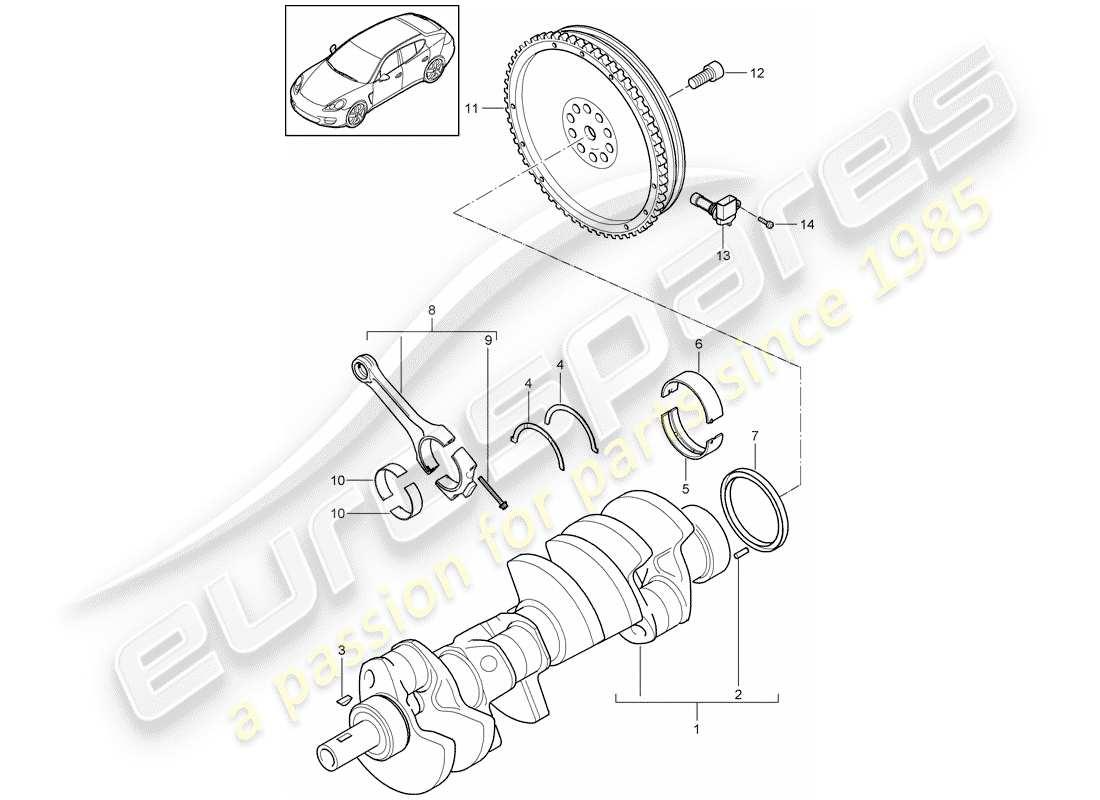 porsche 2011 (panamera 970) crankshaft part diagram