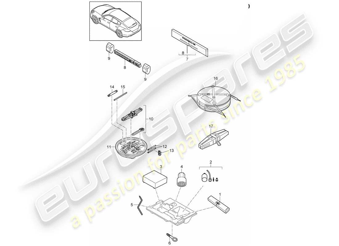 porsche 2013 (panamera 970) tool parts diagram
