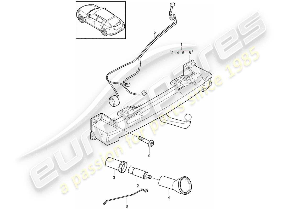 porsche 2012 (panamera 970) tow hitch parts diagram