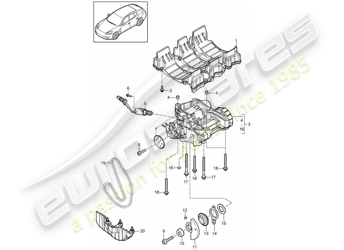 porsche panamera 970 (2016) oil baffle plate parts diagram