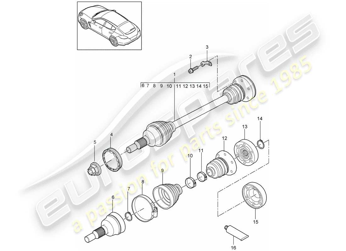 porsche 2016 (panamera 970) drive shaft part diagram