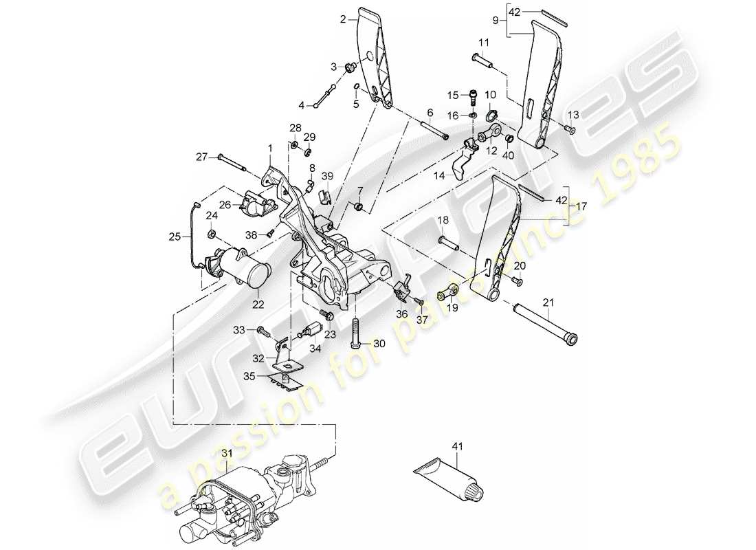 porsche carrera gt (2005) pedals parts diagram