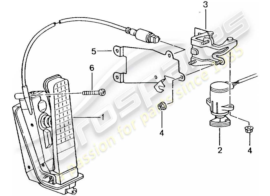 porsche 2005 (996 turbo / gt2) pedals - throttle control parts diagram