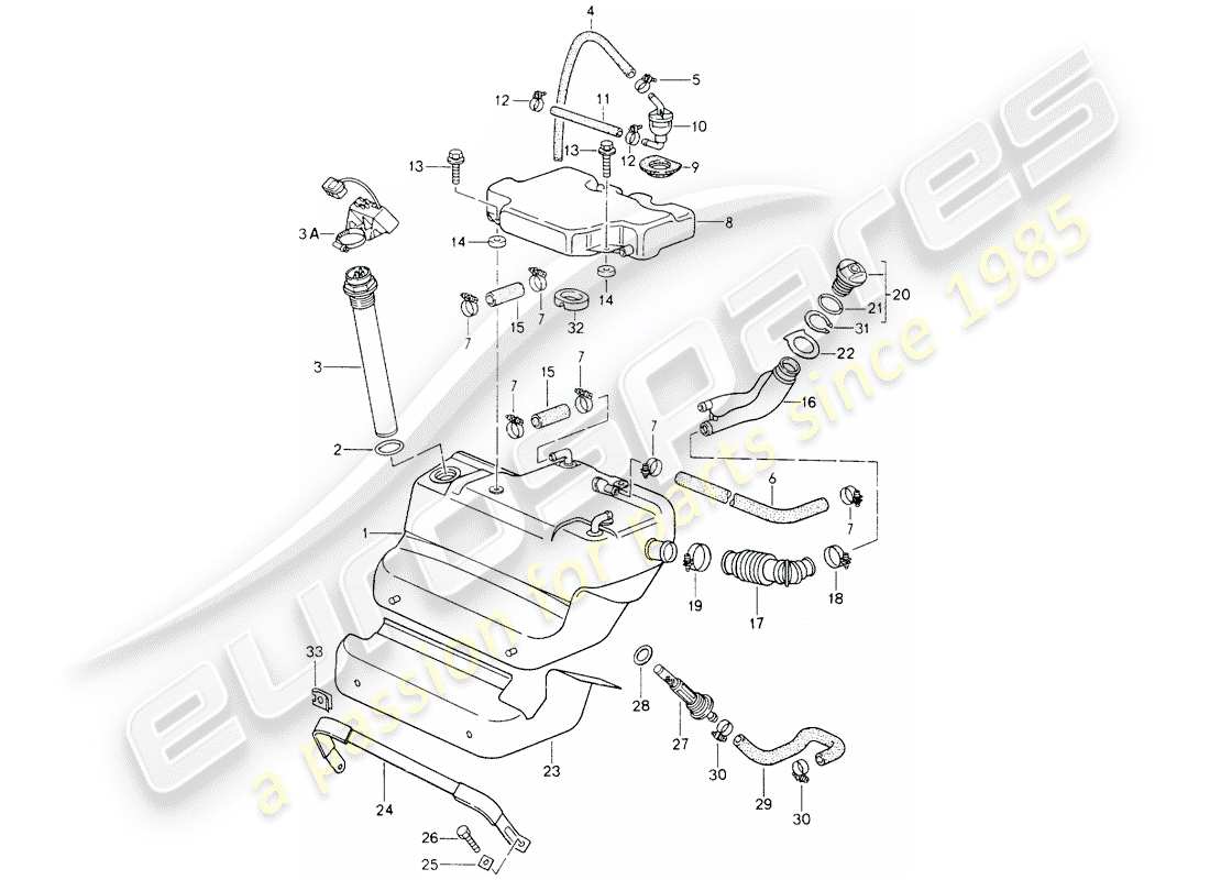 porsche 1994 (964) fuel tank part diagram