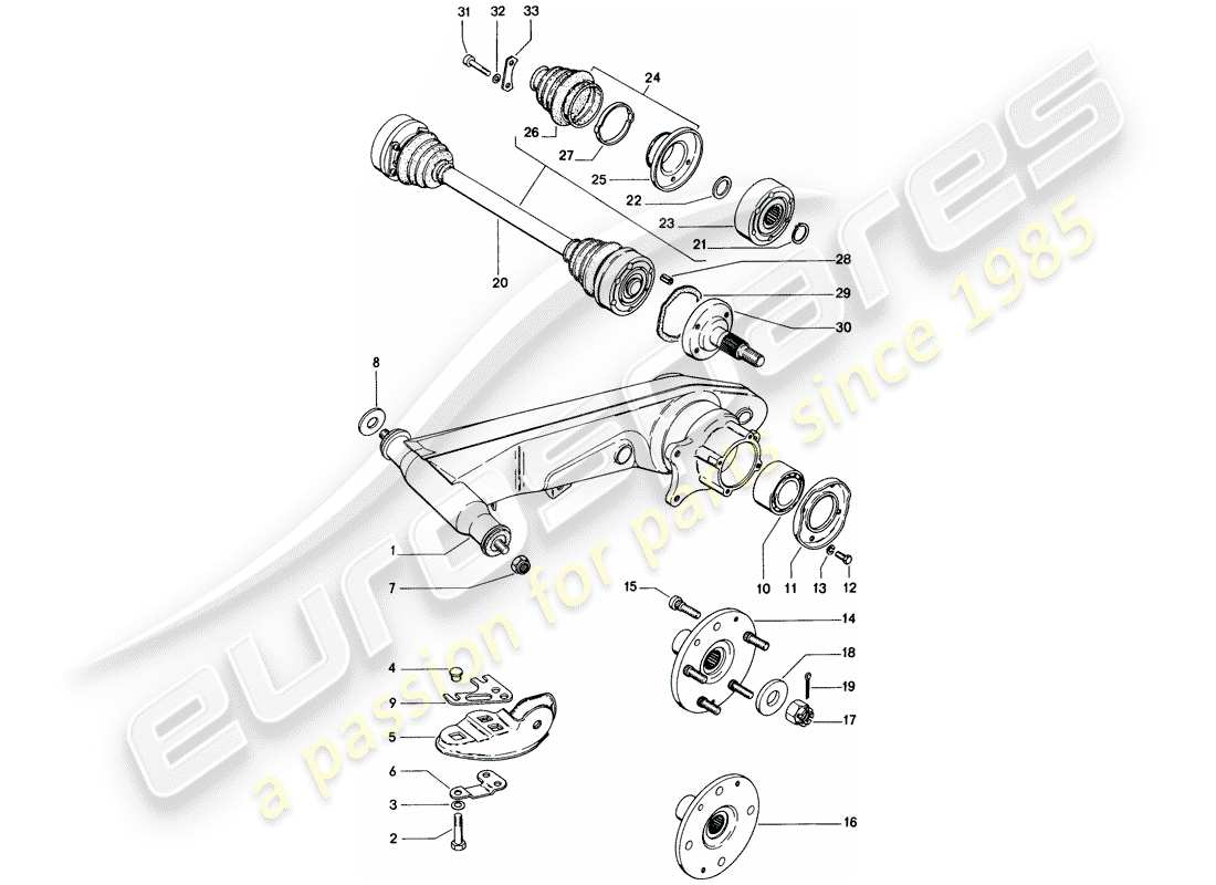 porsche 1974 (914) rear axle part diagram