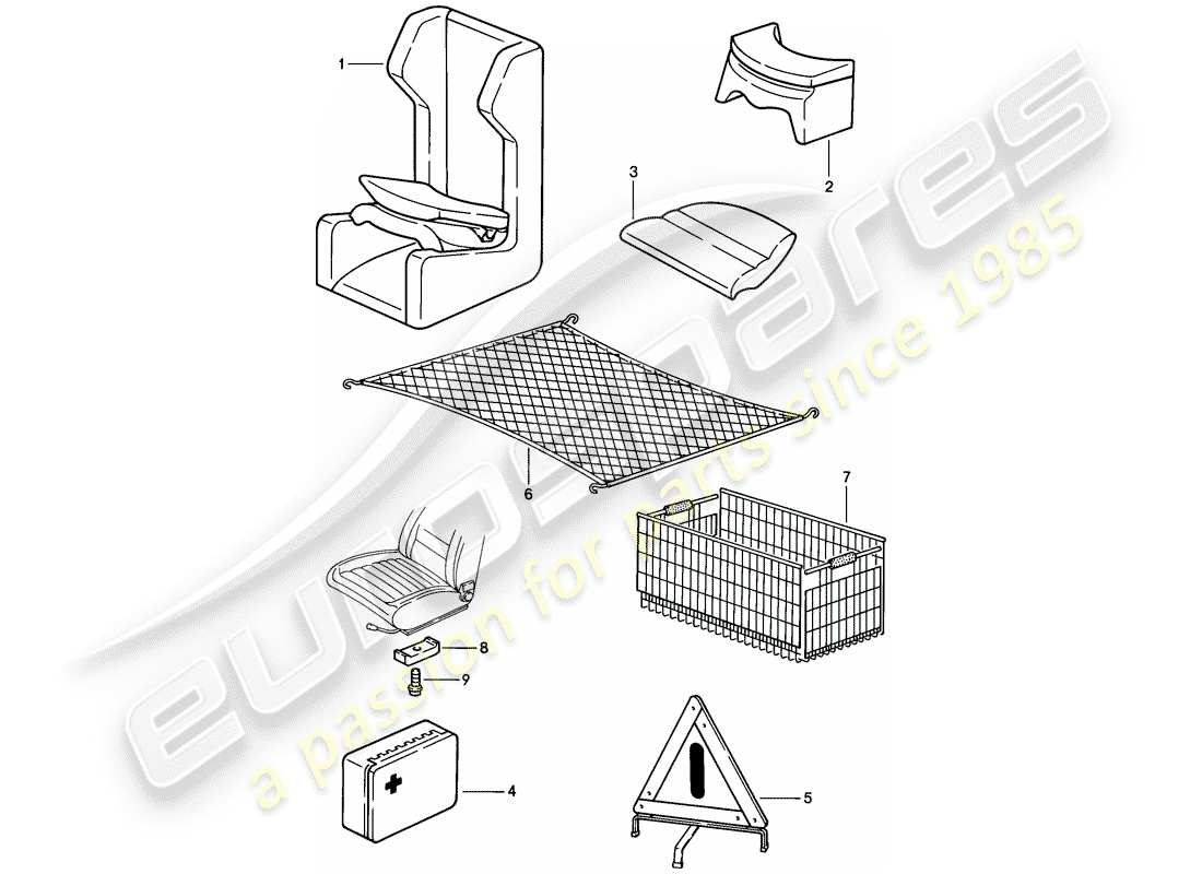 porsche 1983 (928) accessories part diagram