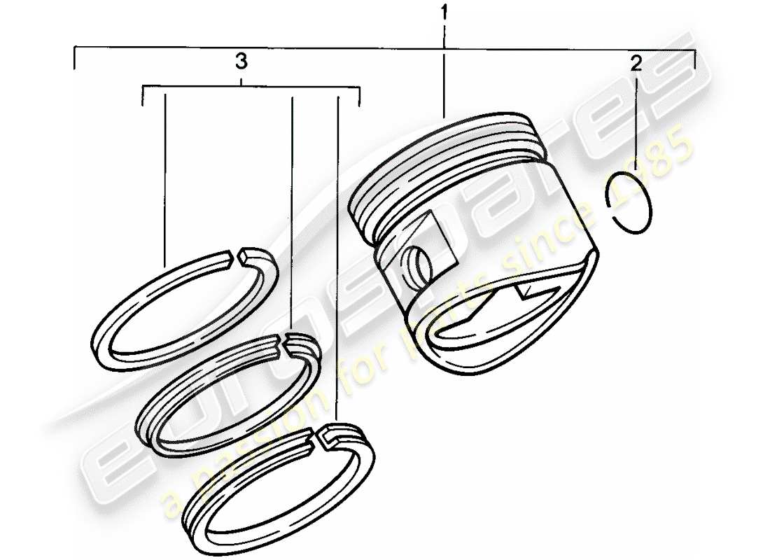porsche 1982 (928) piston - piston rings part diagram
