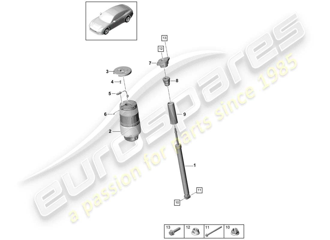 porsche panamera 971 (2018) air spring part diagram