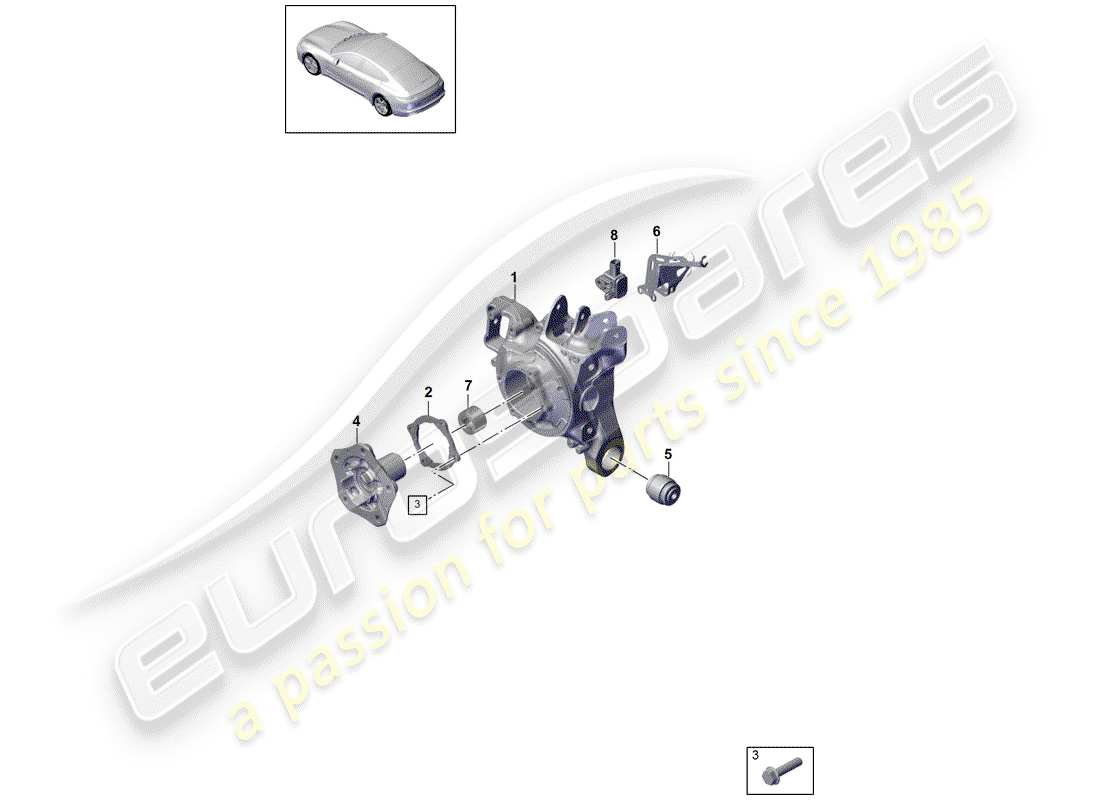 porsche 2018 (panamera 971-1) wheel carrier part diagram