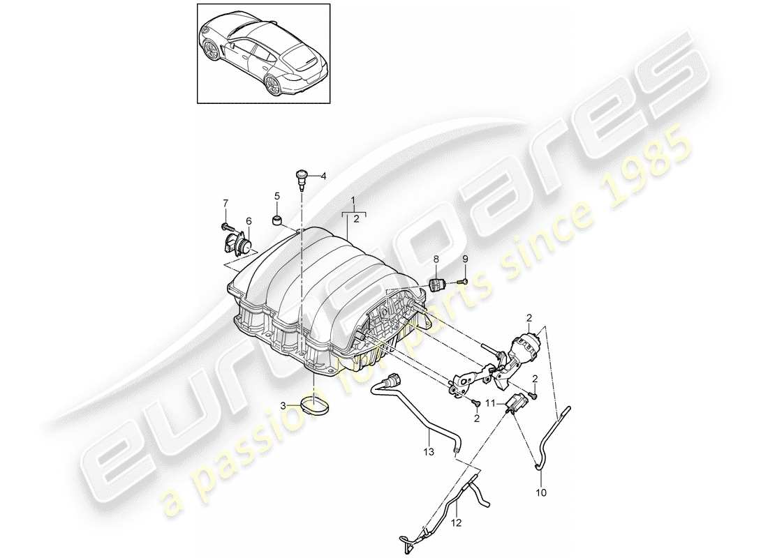 porsche 2013 (panamera 970) intake air distributor parts diagram