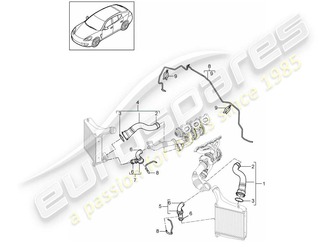 porsche 2013 (panamera 970) pressure pipe parts diagram