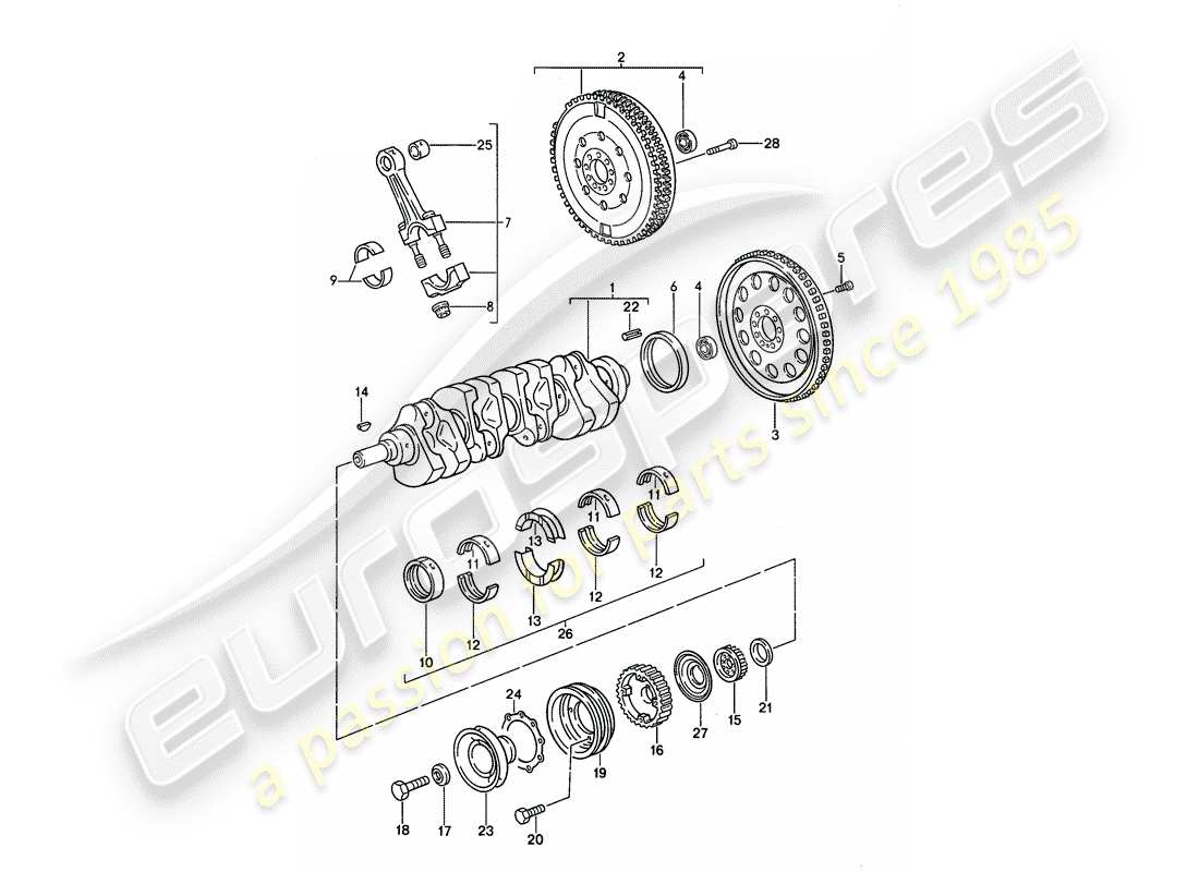 porsche 1993 (968) crankshaft - connecting rod part diagram