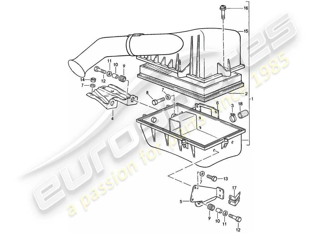 porsche 1986 (944) air cleaner system parts diagram