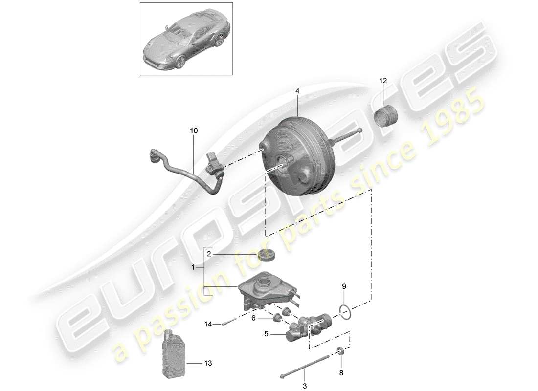 porsche 2016 (991-1 turbo) brake master cylinder part diagram