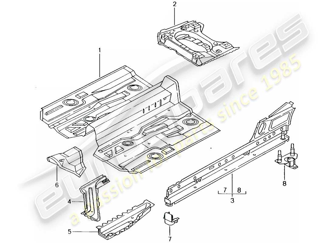 porsche 1997 (986 boxster) floor plates part diagram