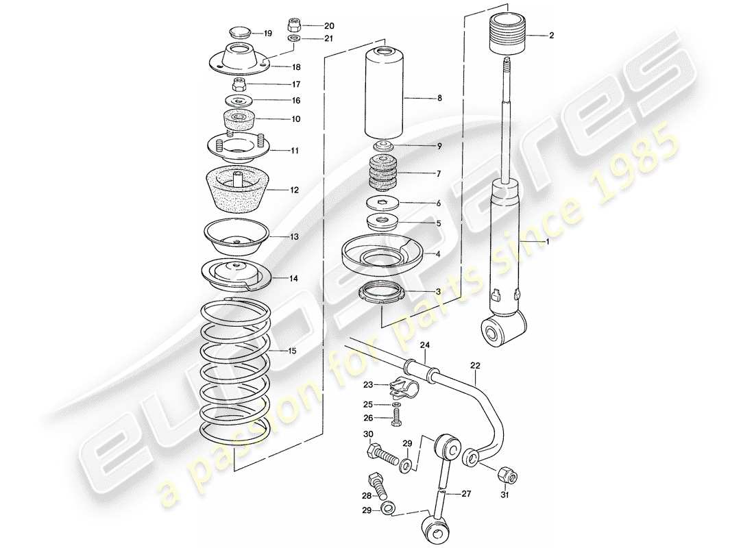 porsche 1989 (928) suspension - stabilizer part diagram