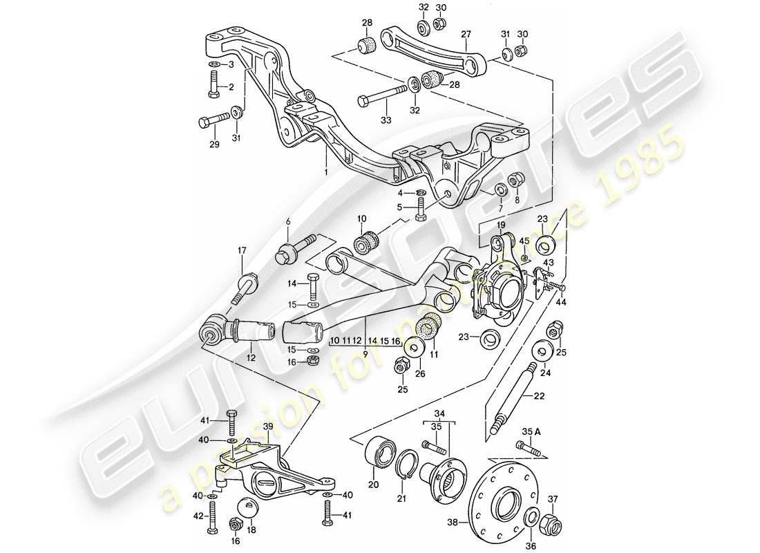 porsche 1990 (928) rear axle part diagram