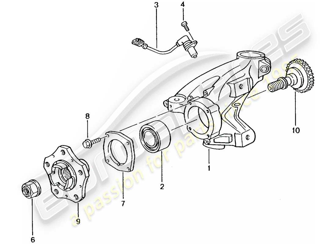 porsche 2003 (996 turbo / gt2) wheel carrier - wheel hub part diagram