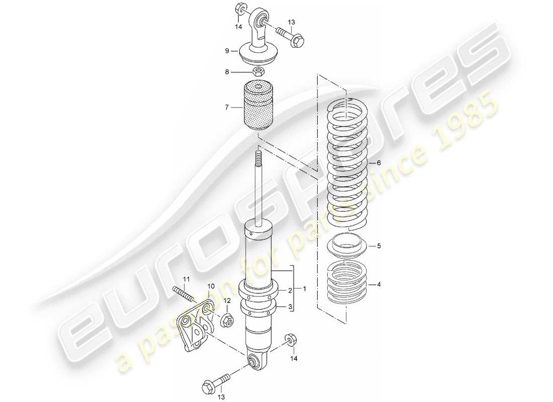 porsche 2006 (carrera gt) suspension - shock absorber strut - bracket part diagram