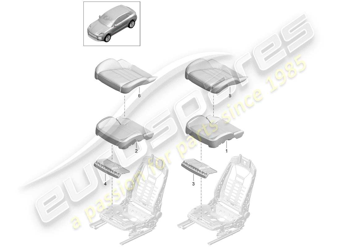 porsche 2020 (macan) foam part parts diagram