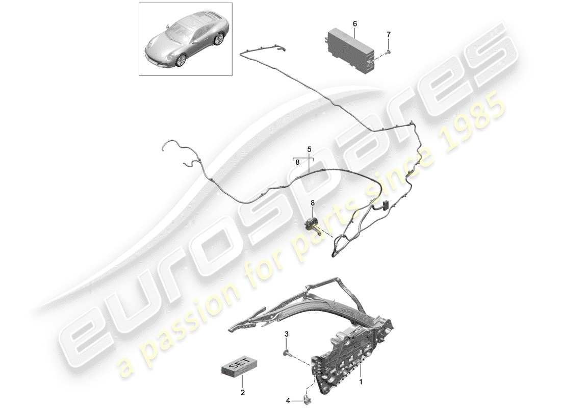 porsche 2018 (991-2) top frame parts diagram