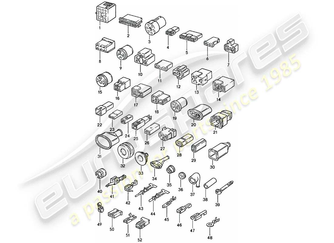 porsche 1980 (924) connector housing parts diagram