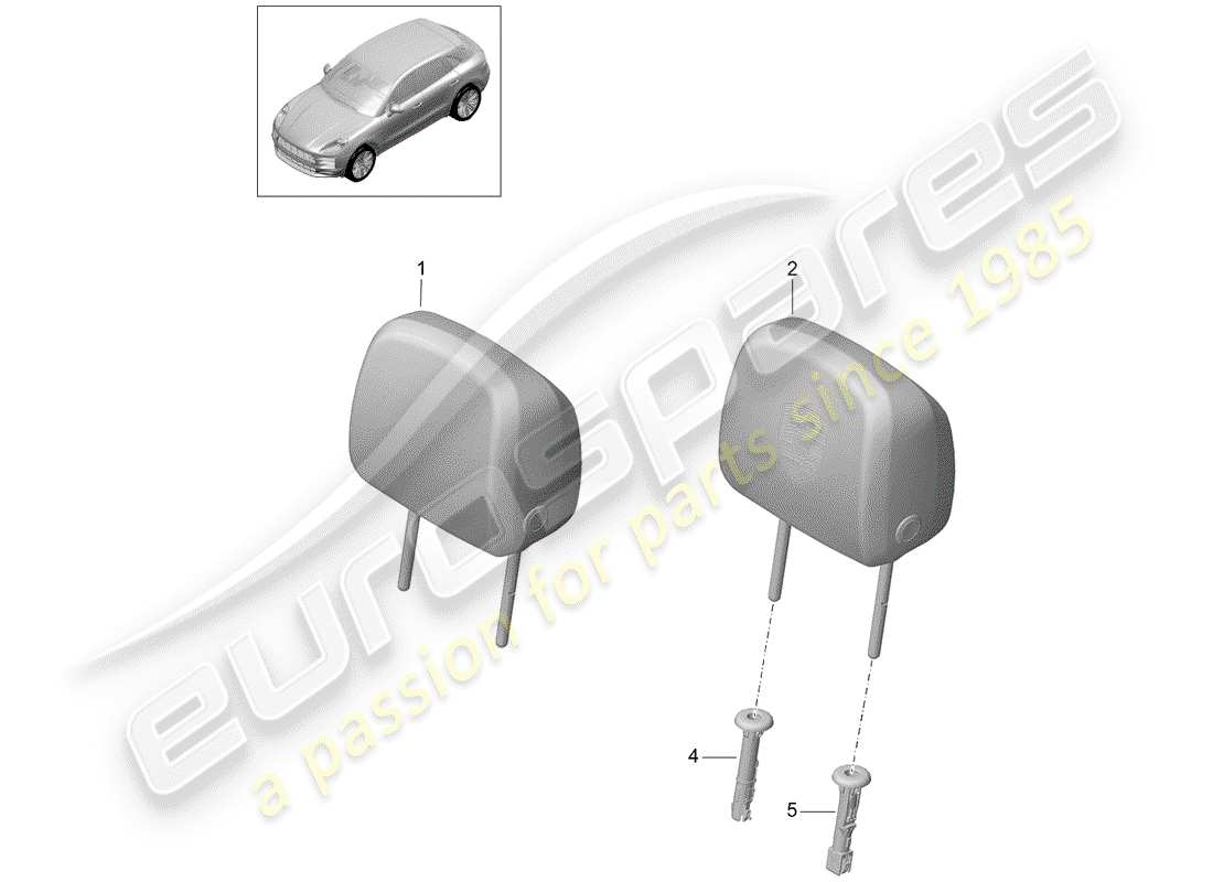 porsche 2020 (macan) headrest part diagram