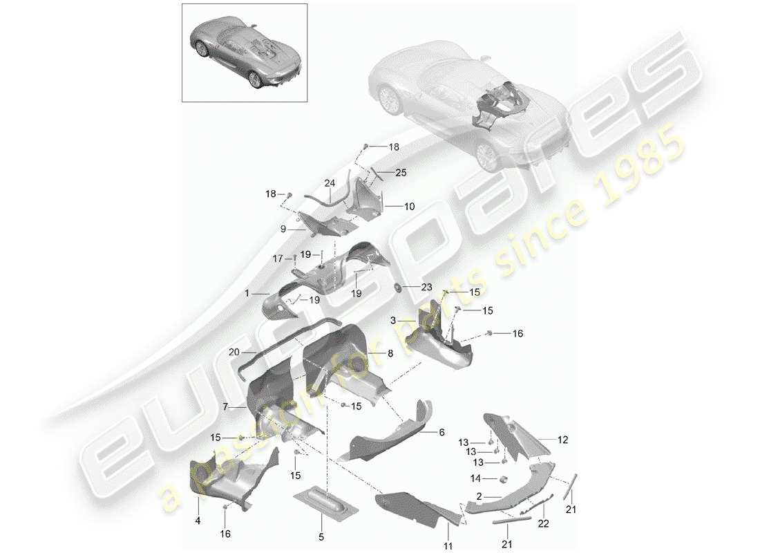 porsche 918 spyder (2015) exhaust system parts diagram