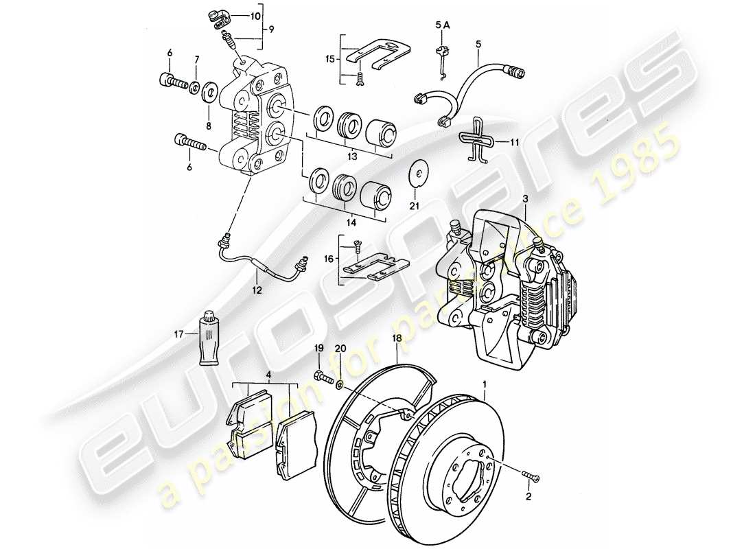 porsche 1994 (968) disc brakes - rear axle parts diagram