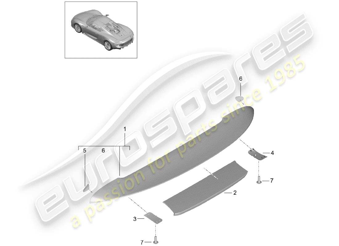 porsche 2015 (918 spyder) rear spoiler part diagram